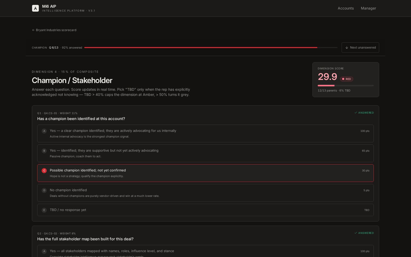 AIP progress bar: sticky percentage indicator showing how much of an account read is complete